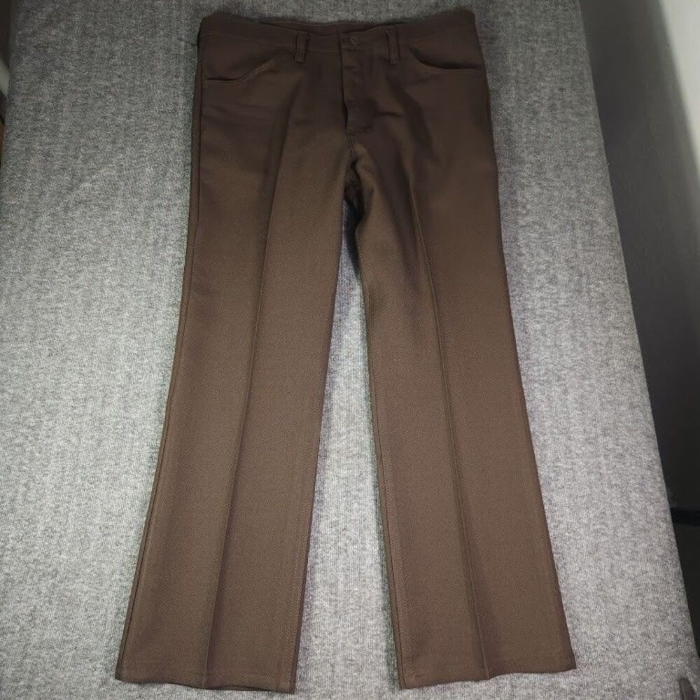 Wrangler Wrancher 82BN Western Dress Pants Brown Polyester Men's 36x30